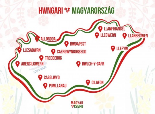 Magyarország térképe walesi nyelven