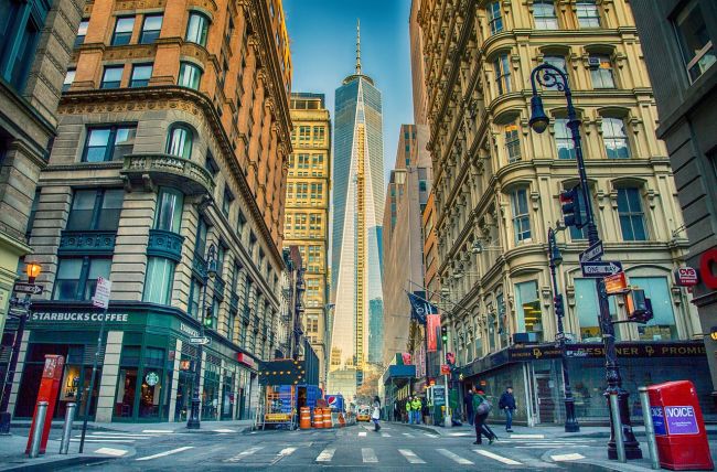 Reggli utcakép Dél-Manhattanben