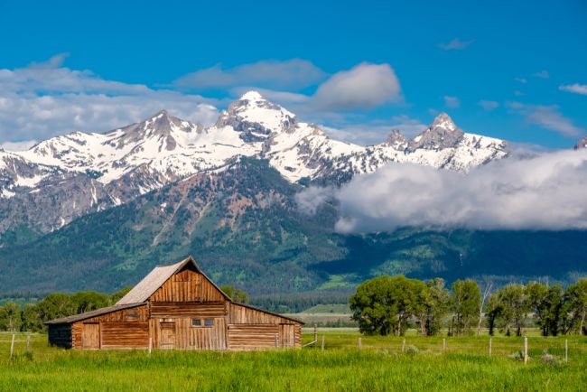 Mormon Row, a Grand Teton Nemzeti Park tájain